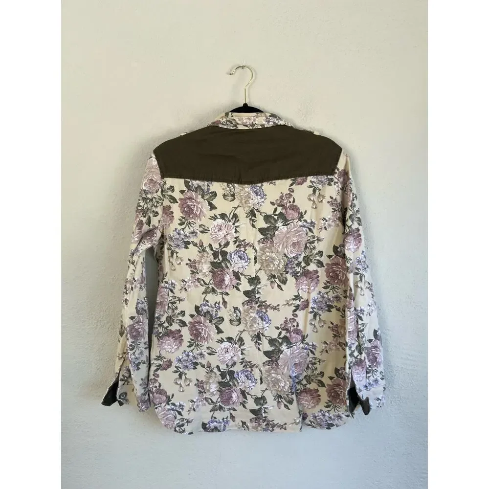 Anthropologie English Roses Woman  Floral Studded Denim Jacket, Size Med…